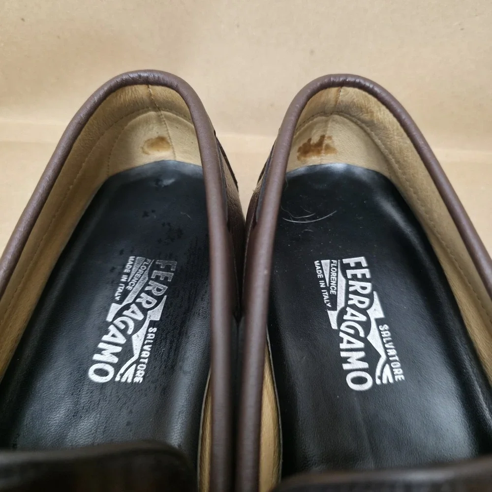 Salvatore Ferragamo (Sz 280mm US 9-10 E ) Driving Loafer Brown Horse Bit reptile